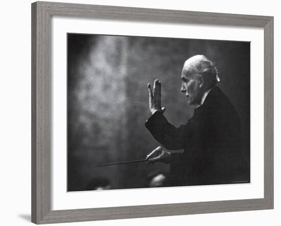 Conductor Arturo Toscanini Waving His Arms During the First Half Program of the Toscanini Tour-Joe Scherschel-Framed Premium Photographic Print