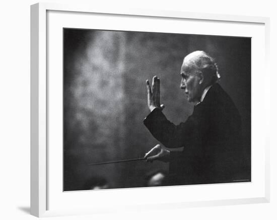 Conductor Arturo Toscanini Waving His Arms During the First Half Program of the Toscanini Tour-Joe Scherschel-Framed Premium Photographic Print