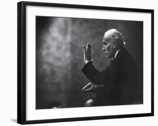 Conductor Arturo Toscanini Waving His Arms During the First Half Program of the Toscanini Tour-Joe Scherschel-Framed Premium Photographic Print