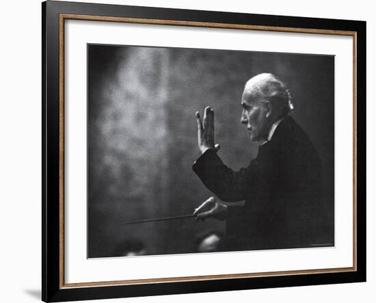 Conductor Arturo Toscanini Waving His Arms During the First Half Program of the Toscanini Tour-Joe Scherschel-Framed Premium Photographic Print