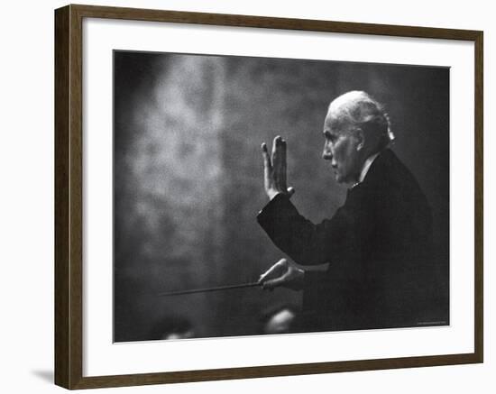 Conductor Arturo Toscanini Waving His Arms During the First Half Program of the Toscanini Tour-Joe Scherschel-Framed Premium Photographic Print