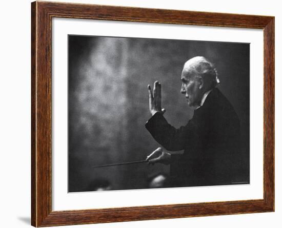 Conductor Arturo Toscanini Waving His Arms During the First Half Program of the Toscanini Tour-Joe Scherschel-Framed Premium Photographic Print