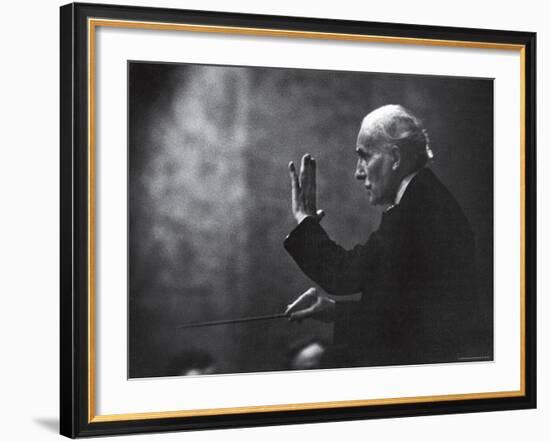 Conductor Arturo Toscanini Waving His Arms During the First Half Program of the Toscanini Tour-Joe Scherschel-Framed Premium Photographic Print