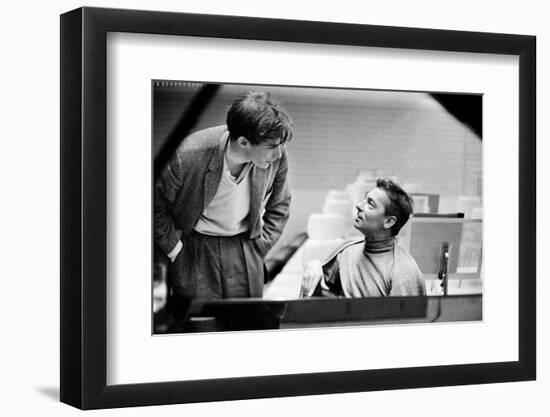 Conductor Herbert von Karajan  recording Beethoven's Piano Concerto No. 3, 1957.-Erich Lessing-Framed Photographic Print