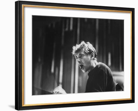 Conductor Leonard Bernstein Conducting the New York Philharmonic-Ralph Morse-Framed Premium Photographic Print