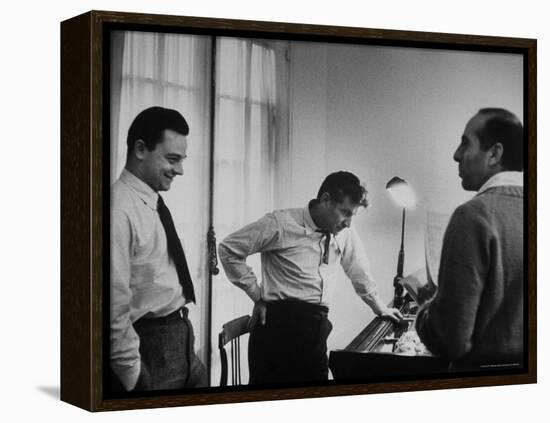 Conductor Leonard Bernstein, Jerome Robbins and Stephen Sondheim Discussing "West Side Story"-Alfred Eisenstaedt-Framed Premier Image Canvas