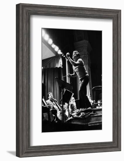 Conductor Leonard Bernstein Rehearsing Mahler's Resurrection Symphony at Carnegie Hall-Alfred Eisenstaedt-Framed Photographic Print