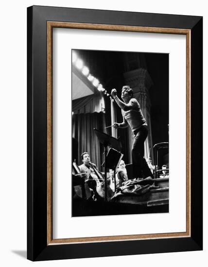 Conductor Leonard Bernstein Rehearsing Mahler's Resurrection Symphony at Carnegie Hall-Alfred Eisenstaedt-Framed Photographic Print