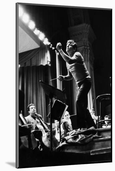 Conductor Leonard Bernstein Rehearsing Mahler's Resurrection Symphony at Carnegie Hall-Alfred Eisenstaedt-Mounted Photographic Print