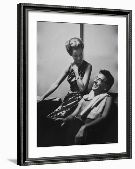 Conductor Leonard Bernstein Sitting with His Wife-Gordon Parks-Framed Premium Photographic Print