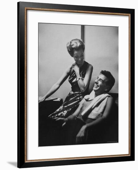 Conductor Leonard Bernstein Sitting with His Wife-Gordon Parks-Framed Premium Photographic Print