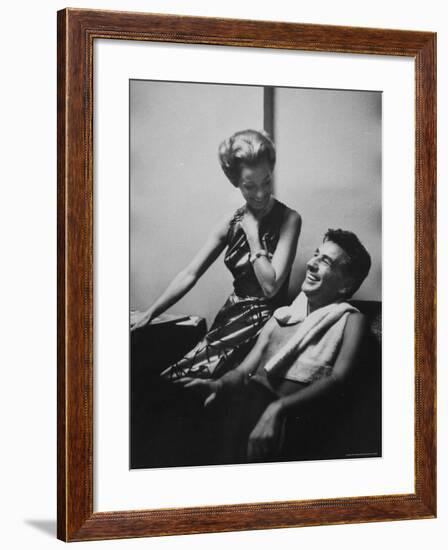 Conductor Leonard Bernstein Sitting with His Wife-Gordon Parks-Framed Premium Photographic Print