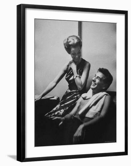 Conductor Leonard Bernstein Sitting with His Wife-Gordon Parks-Framed Premium Photographic Print