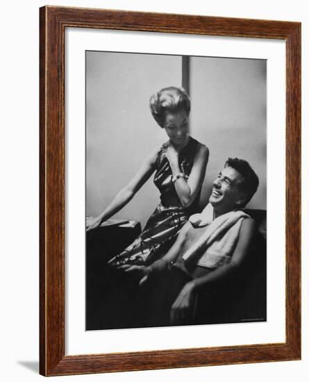 Conductor Leonard Bernstein Sitting with His Wife-Gordon Parks-Framed Premium Photographic Print