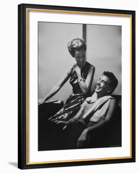 Conductor Leonard Bernstein Sitting with His Wife-Gordon Parks-Framed Premium Photographic Print