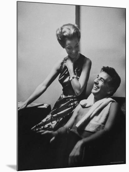 Conductor Leonard Bernstein Sitting with His Wife-Gordon Parks-Mounted Premium Photographic Print