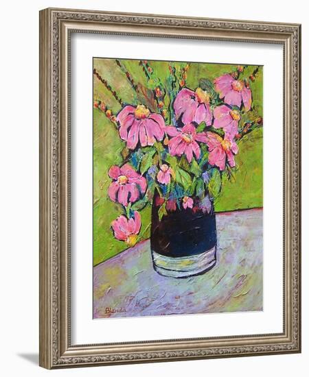 Coneflowers on Green-Blenda Tyvoll-Framed Art Print