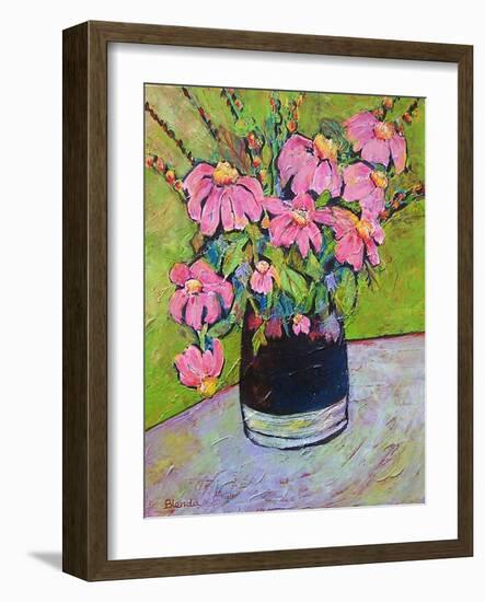 Coneflowers on Green-Blenda Tyvoll-Framed Art Print