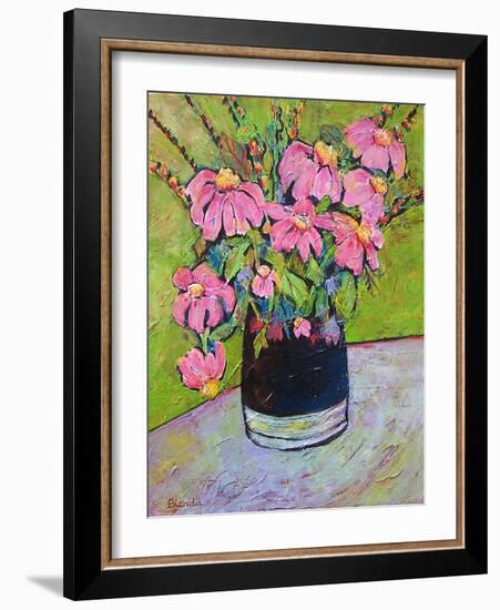 Coneflowers on Green-Blenda Tyvoll-Framed Art Print