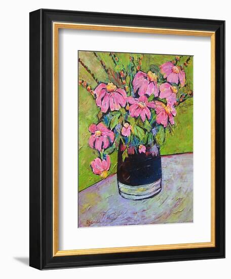 Coneflowers on Green-Blenda Tyvoll-Framed Premium Giclee Print