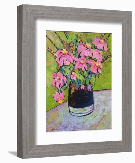 Coneflowers on Green-Blenda Tyvoll-Framed Art Print