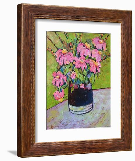 Coneflowers on Green-Blenda Tyvoll-Framed Art Print