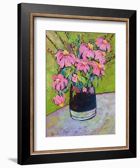 Coneflowers on Green-Blenda Tyvoll-Framed Art Print