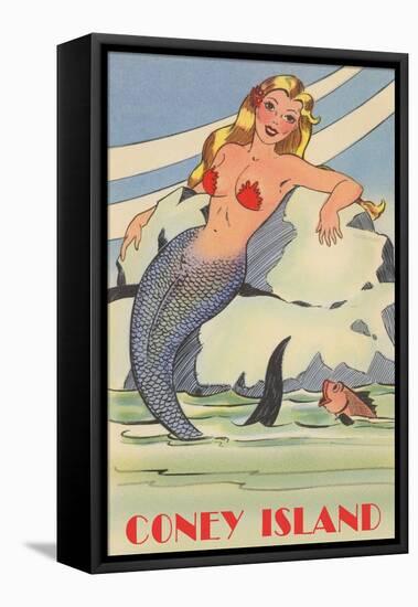 Coney Island Mermaid-null-Framed Stretched Canvas