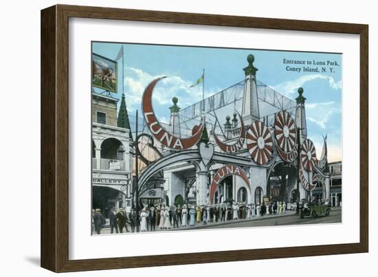 Coney Island, New York - Luna Park Entrance-Lantern Press-Framed Art Print
