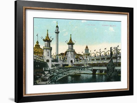 Coney Island, New York - Luna Park Scene-Lantern Press-Framed Art Print