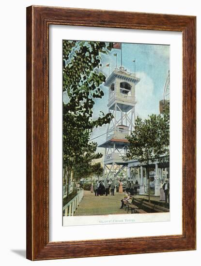 Coney Island, New York - Luna Park, View of Glady's Chime Tower-Lantern Press-Framed Art Print