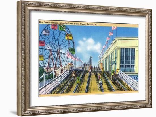 Coney Island, New York - Steeplechase Park View of the Ride-Lantern Press-Framed Art Print