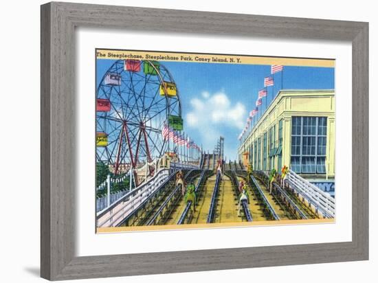 Coney Island, New York - Steeplechase Park View of the Ride-Lantern Press-Framed Art Print