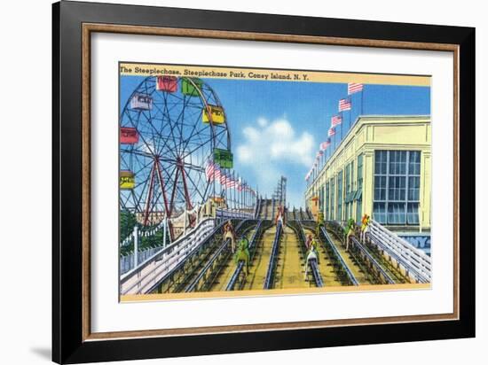 Coney Island, New York - Steeplechase Park View of the Ride-Lantern Press-Framed Art Print