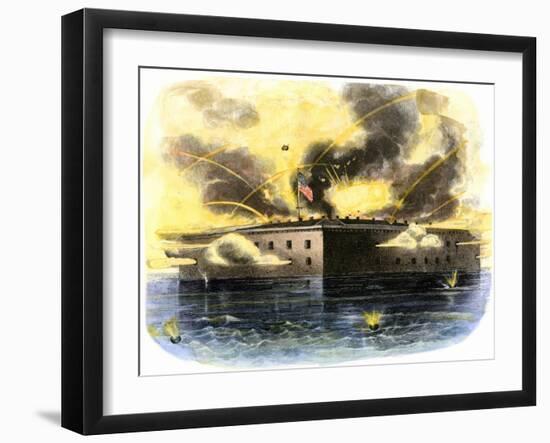 Confederate Bombardment of Fort Sumter in Charleston Harbor, April 1861-null-Framed Giclee Print