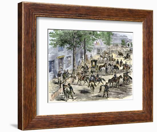 Confederate Cavalry Ransacking New Windsor, Maryland, during the Civil War-null-Framed Giclee Print