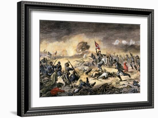 Confederate Charge against African-American Union Soldiers at the Battle of the Crater-null-Framed Giclee Print