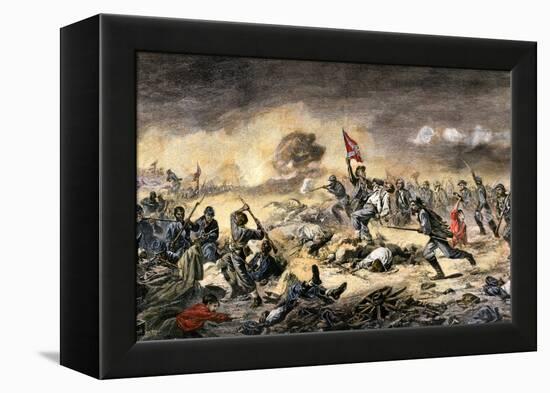 Confederate Charge against African-American Union Soldiers at the Battle of the Crater-null-Framed Premier Image Canvas