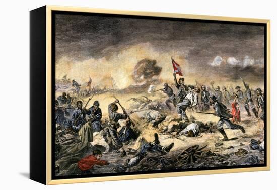 Confederate Charge against African-American Union Soldiers at the Battle of the Crater-null-Framed Premier Image Canvas