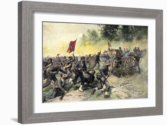 Confederate Charge Up Little Round Top, Battle of Gettysburg, c.1863-null-Framed Giclee Print