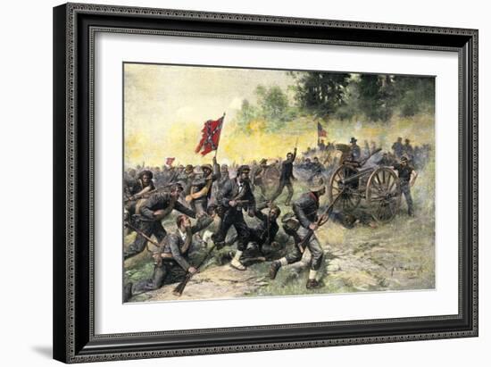 Confederate Charge Up Little Round Top, Battle of Gettysburg, c.1863-null-Framed Giclee Print