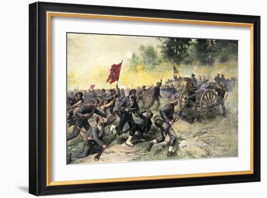 Confederate Charge Up Little Round Top, Battle of Gettysburg, c.1863-null-Framed Giclee Print