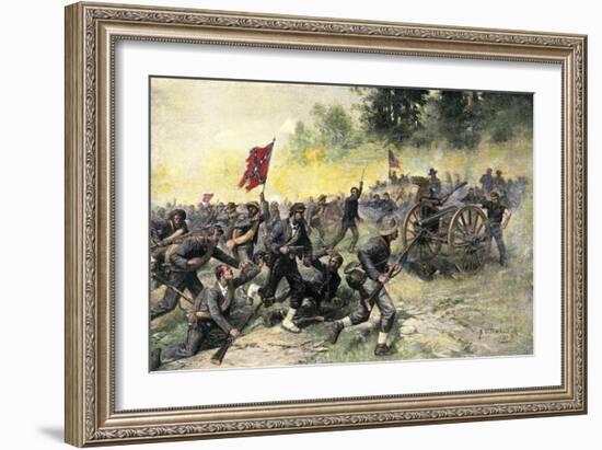 Confederate Charge Up Little Round Top, Battle of Gettysburg, c.1863-null-Framed Giclee Print