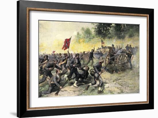 Confederate Charge Up Little Round Top, Battle of Gettysburg, c.1863-null-Framed Giclee Print