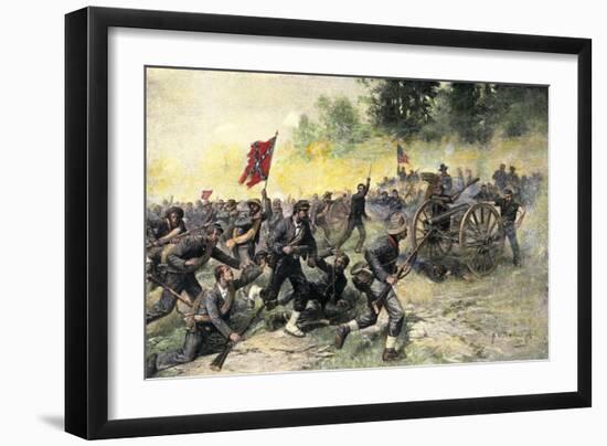 Confederate Charge Up Little Round Top, Battle of Gettysburg, c.1863-null-Framed Giclee Print