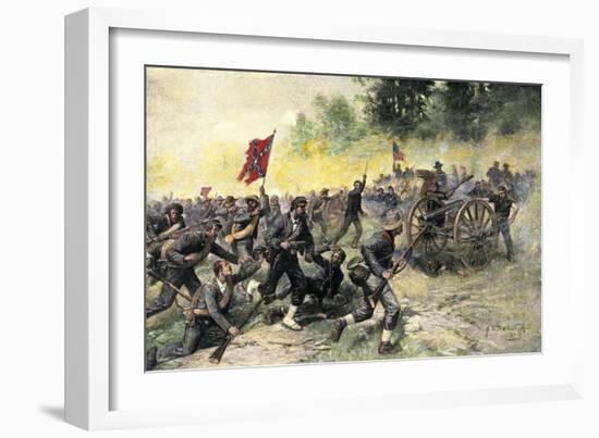 Confederate Charge Up Little Round Top, Battle of Gettysburg, c.1863-null-Framed Giclee Print