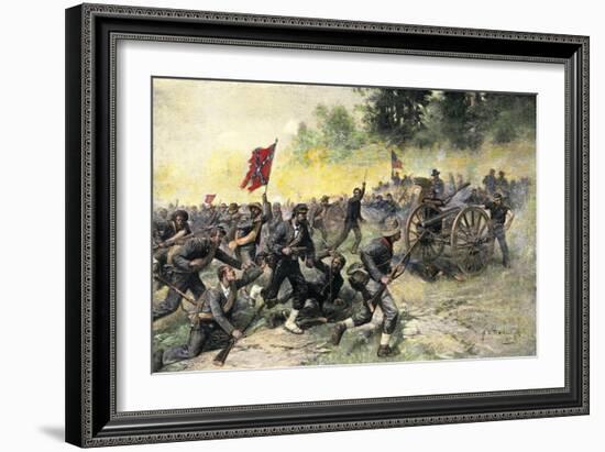 Confederate Charge Up Little Round Top, Battle of Gettysburg, c.1863-null-Framed Giclee Print