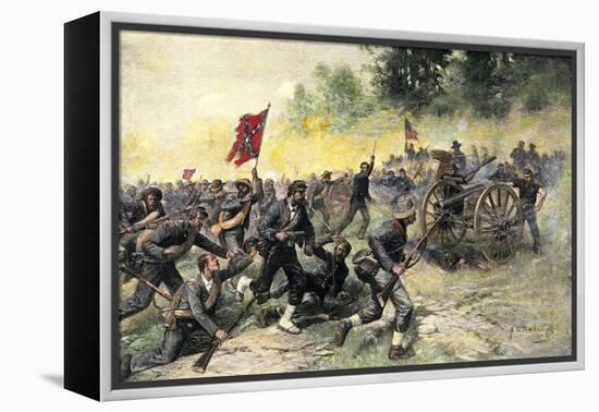 Confederate Charge Up Little Round Top, Battle of Gettysburg, c.1863-null-Framed Premier Image Canvas