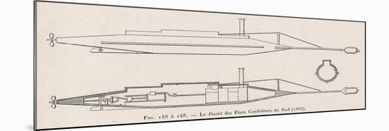 Confederate David Submarine-null-Mounted Art Print