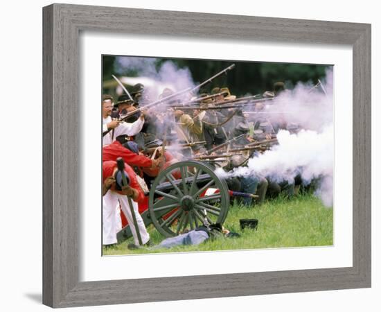 Confederate Fusillade Civil War Reenactment, Ferndale, Washington, USA-William Sutton-Framed Photographic Print